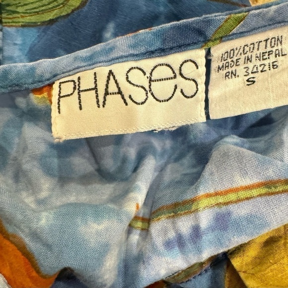 Vintage Phases House Dress Muumuu Small Blue Flowers Floral Button Summer Cotton - Picture 4 of 5